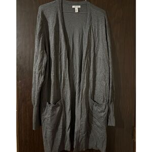 Gray Open Front Cardigan